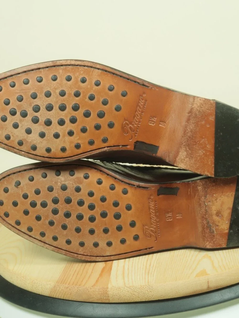 Vintage Bragano Crocodile Vamp Leather Loafers Shoes Mens 8.5M Brown Moc Toe - Picture 6 of 9